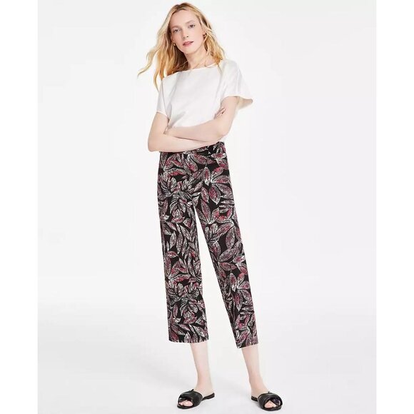 Jones New York Womens Printed Moss Crepe Wide Leg Cropped Pants Size M NWT - Picture 3 of 4